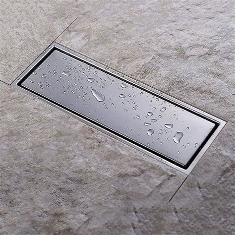 SUS304 Stainless Steel 300*110mm Shower Floor Drain with Removable Cover 11.8 Inch Long, Brushed ...