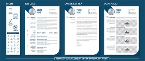 Clean Resume CV Template with Cover Letter and Portfolio 14469958 Vector Art at Vecteezy