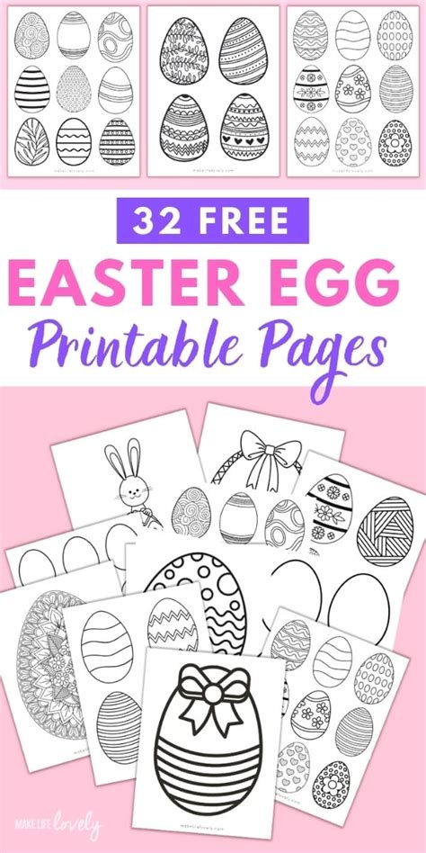 32 FREE Easter Egg Printable Pages - Make Life Lovely