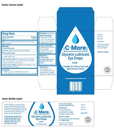 C-MORE Glycerin Lubricant Eye Drops: Details from the FDA, via ...