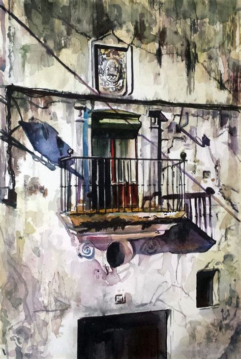 an artistic painting of a balcony and balconies