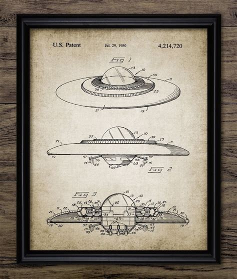 UFO Flying Saucer Print Spacecraft Patent 1980 Flying Saucer | Etsy