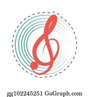 2 Treble Clef Musical Paper Icon Dotted Line Clip Art | Royalty Free ...