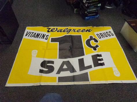 VINTAGE 1950's POSTER BOARD SIGN Vitamin Sale Walgreen STORE DRUG 41x59 ...