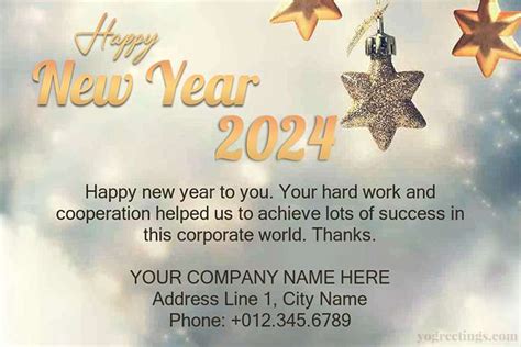 Sparkling 2024 New Year Greeting Card for Company