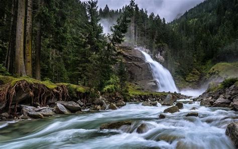 Download wallpapers mountains, waterfall, river, forest, mountain stream, tree for desktop free ...