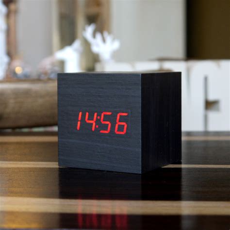 Cube Click Clock Red LED // Black - Gingko-Eco - Touch of Modern