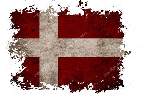 Denmark flag on old vintage paper in isolated white background — Stock ...