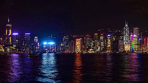 Hong Kong Island Night Skyline Lights Panorama FUllHD - YouTube