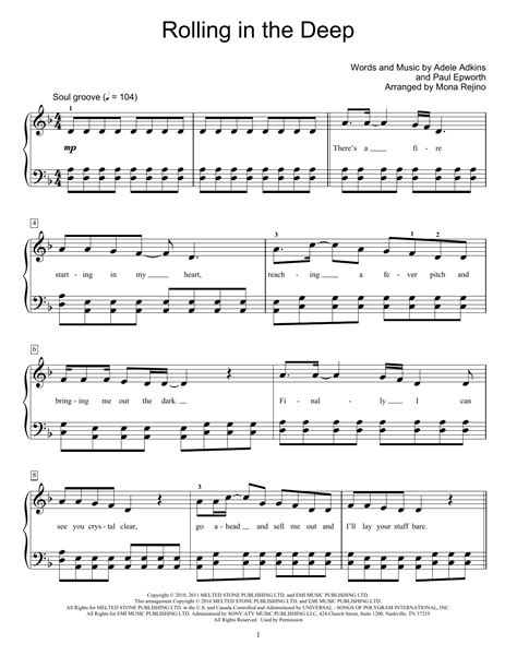 Rolling In The Deep by Adele Sheet Music for Educational Piano at Sheet Music Direct