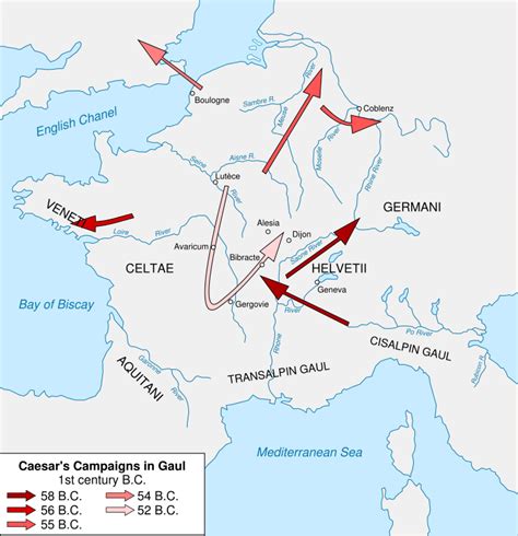 Map of the Gallic Wars, 1st century BCE [751x777] : r/MapPorn