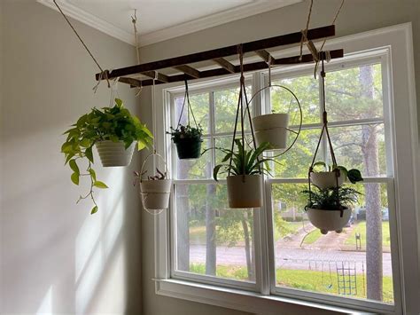 Plant Ladder Ceiling Hanger- 26 DIY Plant Stands You'll Love- The Creatives Hour | Decoraciones ...