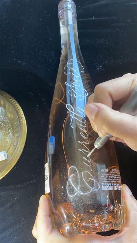 Calligraphy Engraving on Wine Bottle [Video] | Engraved wine bottles ...