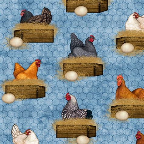 Chicken Fabric By The Yard Quilting Treasures Sunrise Farms | Etsy