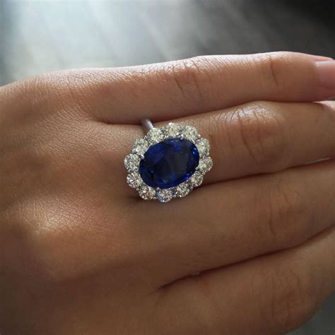 Sapphire Diamond Platinum Engagement Ring at 1stdibs