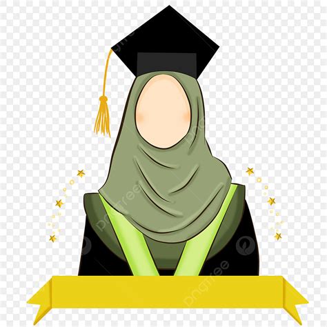 Graduation Stars Clipart Hd PNG, Happy Graduation Muslimah With Green Hijab And Star, Hijab ...