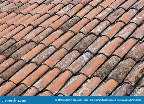 Old Weather Damaged Roof Tiles Background Stock Photo - Image of clay ...