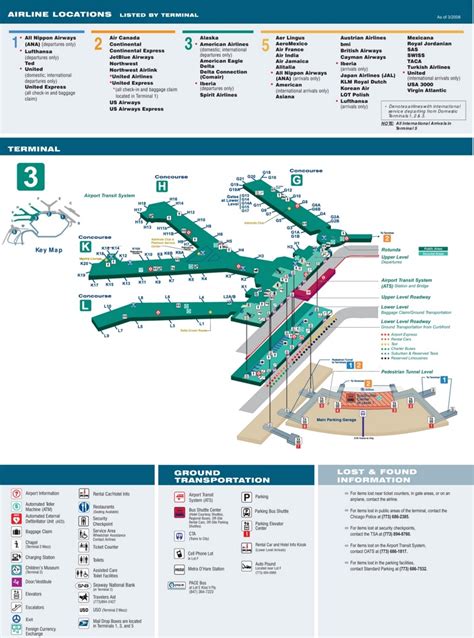 O'Hare Airport terminal 3 map - Ontheworldmap.com