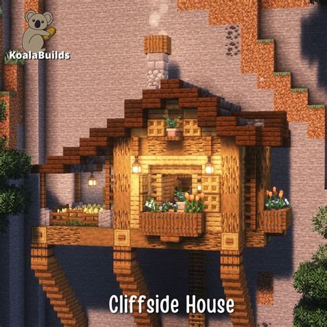 Amazing Cliffside house in Minecraft I tutorial in 2024 | Minecraft ...