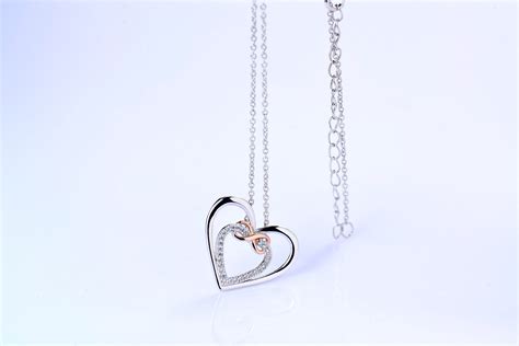 I Love You Necklace Silver and Rose Gold Zircon Heart - Etsy