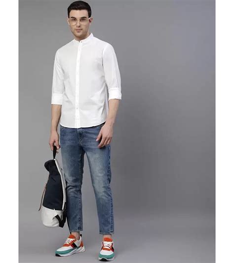 Men's Premium Casual Band Collar Shirt White at Best Price In Bangladesh | Othoba.com