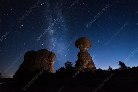 Milky Way over Arches National Park, Utah, USA - Stock Image - C048/7141 - Science Photo Library