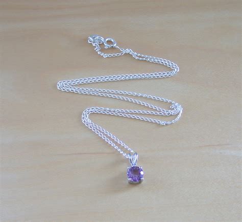 Sterling Silver Amethyst Pendant & Chain | Amethyst Necklace UK - Gift