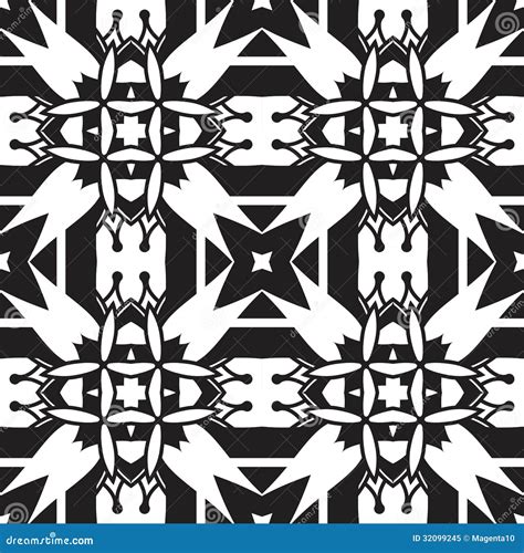 Geometric Black and White Pattern Stock Illustration - Illustration of grid, design: 32099245