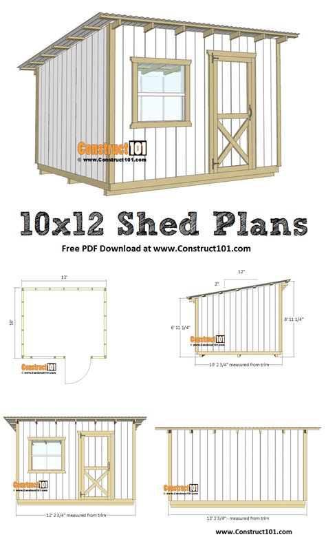 10x12 Lean To Shed Plans - PDF Download - Construct101