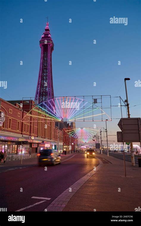 Blackpool seafront and the tower in the illuminations Stock Photo - Alamy