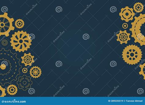 Different Gears Gold Color on Blue Banner Background Stock Image - Image of circle, blue: 289335519