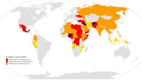 Monde - Conflits en cours en 2016 • PopulationData.net