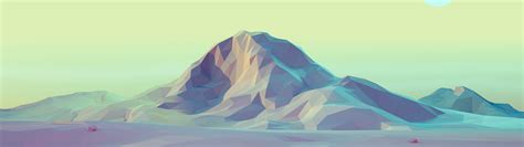 5120x1444 Resolution Low Poly Sunrise Mountain Portrait 5120x1444 Resolution Wallpaper ...