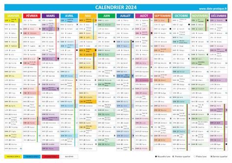 📅 Calendrier 2024 annuel, semestriel et trimestriel - Date-pratique.fr