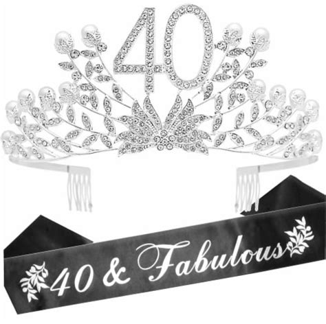 DORADREAMDEKO 40th Birthday Sash & Tiara Set - Glitter Sash ...