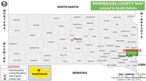 Minnehaha County Map, South Dakota