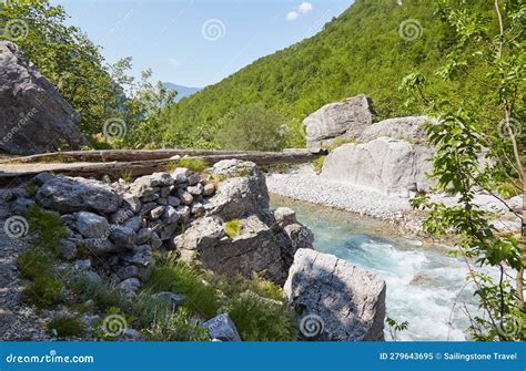 The Scenic Hike To Theth Waterfall and the Blue Eye Spring in Theth, Albania Stock Image - Image ...