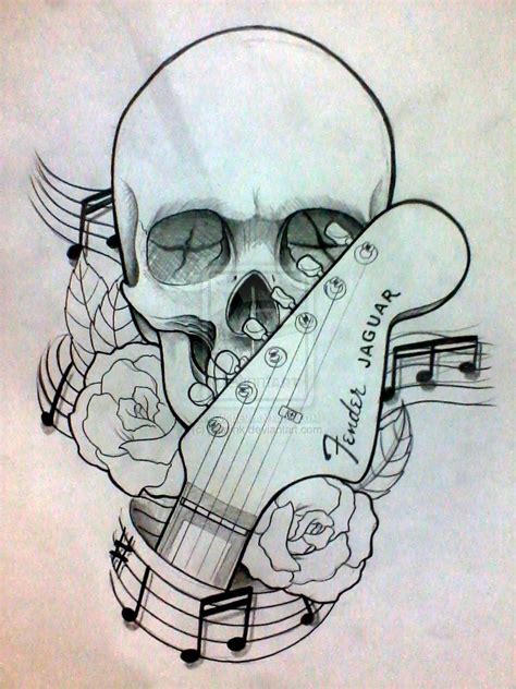 skull , roses and guitar by patoink on deviantART | Guitar tattoo design, Music tattoo designs ...