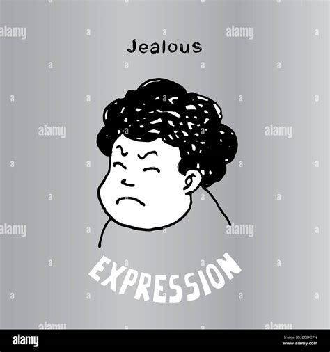 Vector illustration in cartoon style. Jealous face expression vector illustration. Attractive ...