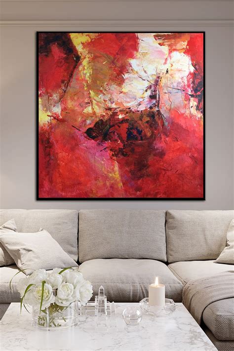 Abstract Red Autumn Leaves Paintings on Canvas Colorful Oil Fine Art Painting for Home - Etsy ...