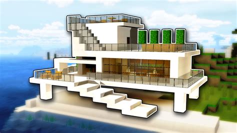 ⛏️ Minecraft: How To Build A Modern Beach House Tutorial | Modern beach house, Rustic house ...