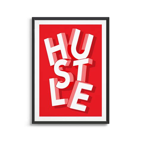 Hustle Typography Poster / Wall Art Gift Ideas for a Modern - Etsy