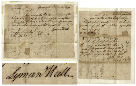 Lot Detail - Declaration of Independence Signer Lyman Hall Document ...