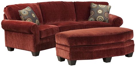 Fairfield Sofa Accents Curved Conversation Sofa with Traditional Rolled Arms and Exposed Wood ...