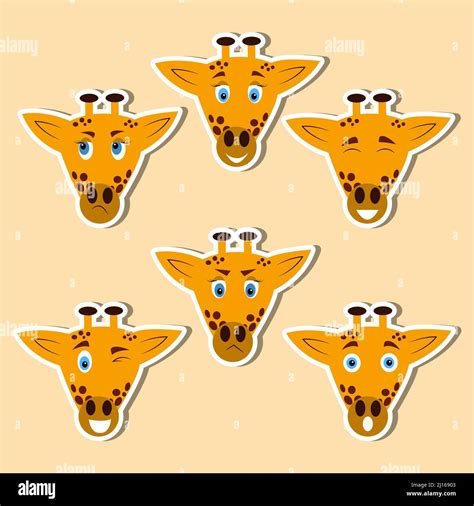 A set of cartoon character emoji stickers. stickers with giraffe ...