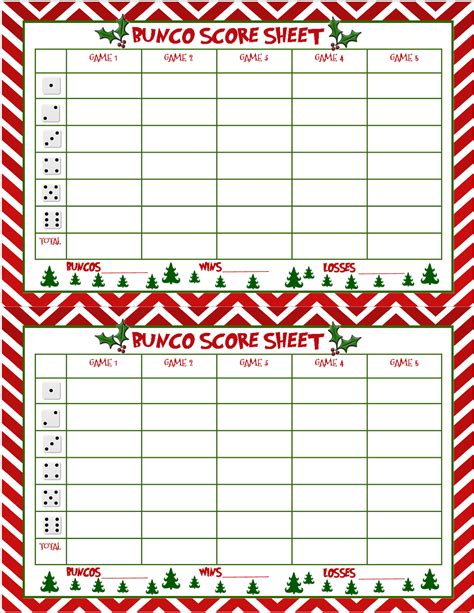 Free Christmas Bunco Score Sheets Printable - Printable Word Searches