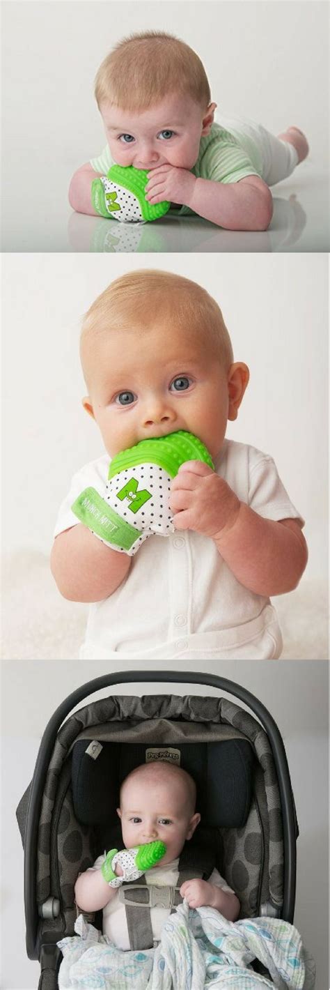 The best baby teething toy! The Munch Mitt is a great way to keep teething toys from falling ...