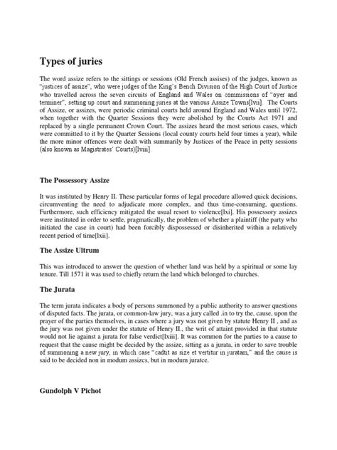 Types of Juries: The Possessory Assize | PDF | Jury Trial ...