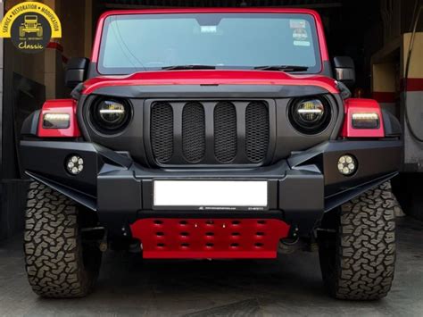 This modified Mahindra Thar with new bumper looks off-road ready