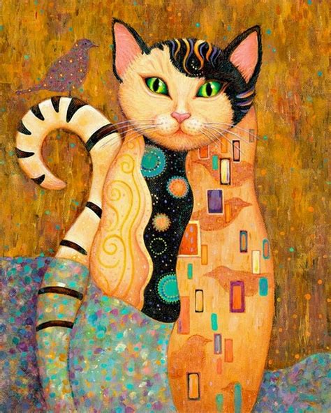 Audubon by Marjorie Sarnat. | Klimt art, Cat painting, Cat art